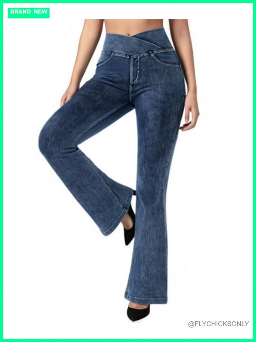 Stretchy Flare Jeans Women High Rise Bootcut Jeggings with Pockets